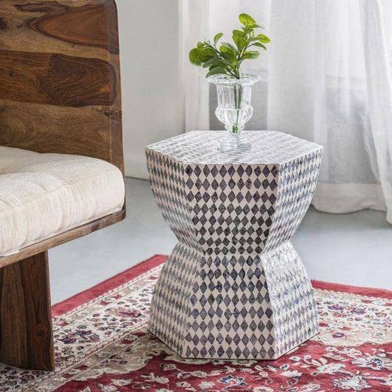 Monochrome Shell Stool / Side Table - Mosshead Trading Co