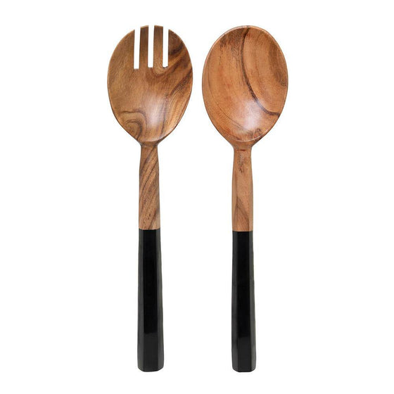 Zowie Salad Servers Natural & Black - Mosshead Trading Co