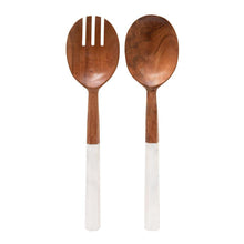  Sylvie Salad Servers Natural & White - Mosshead Trading Co