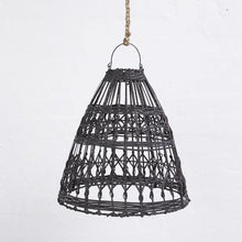  Esher Handwoven Flat Rattan Light Shade - Black - Mosshead Trading Co