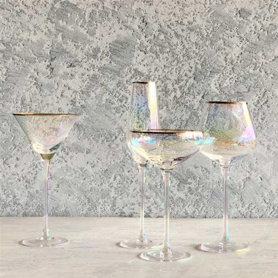 Champagne Flute with Gold Trim & Pearl Shimmer (4 pack) - Mosshead Trading Co