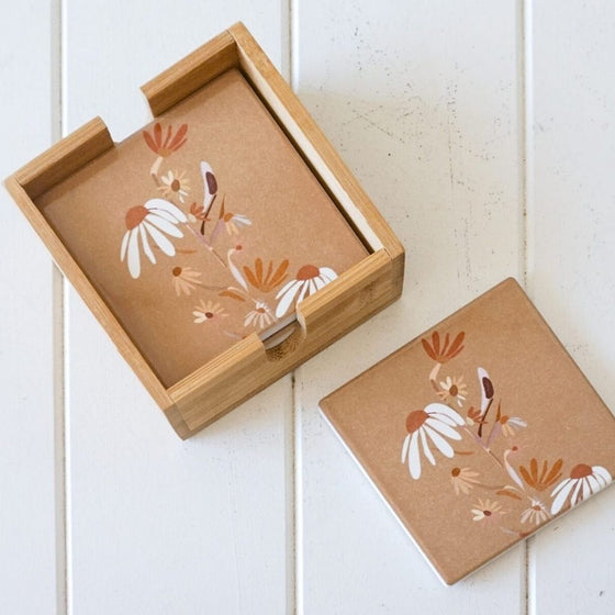 Ceramic Coasters Artist Lab Booie & Ben - Winter Bloom Goldie