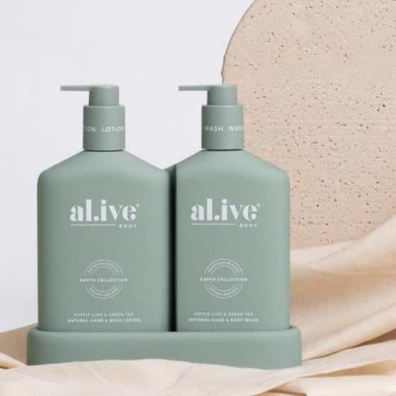 Al.ive Wash & Lotion Duo + Tray - Kaffir Lime & Green Tea