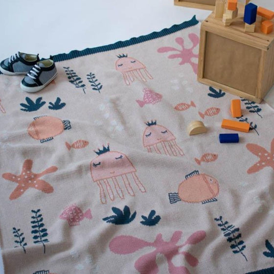 Indus Design Baby Blanket - Under the Sea Pink