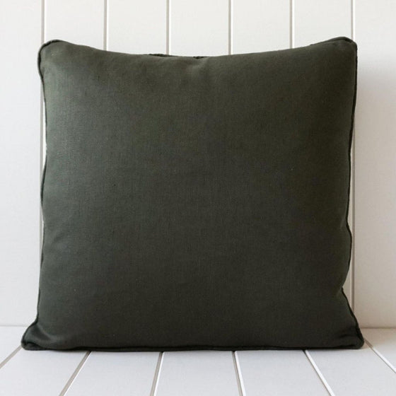 Khaki Green Linen Feather Cushion