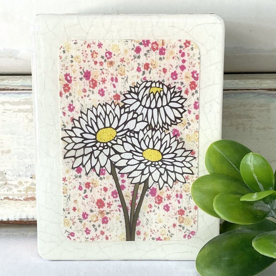 White Everlasting Woodblock - Mini