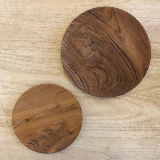 Hand Carved Teak Plates - 3 Sizes Available