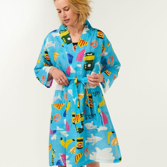 Aussie icons Linen Bath Robe