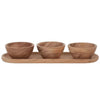 Set of 3 Wooden Bowls & Tray