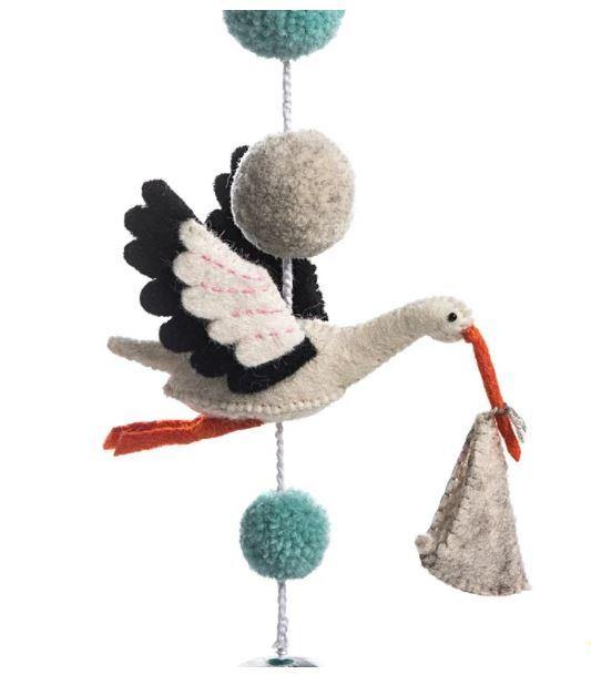 Baby Mobile Garland - Ezra the Stork - Mosshead Trading Co